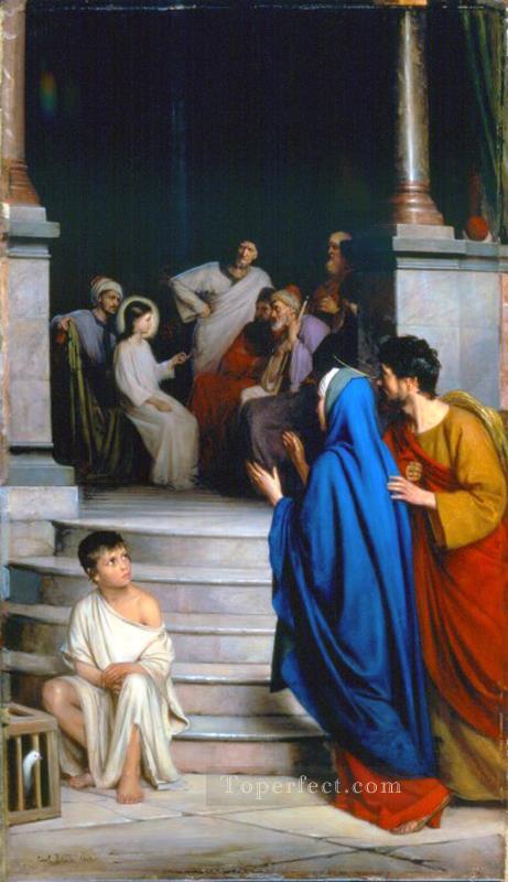 Cristo enseñando en el templo Carl Heinrich Bloch Pintura al óleo